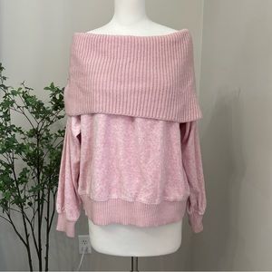 Anthropologie Pastel Pink Sweater off Shoulder